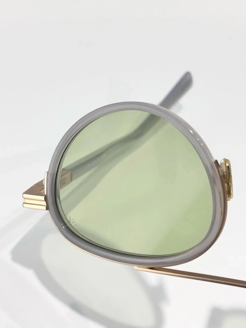 Ermenegildo Zegna Gold-Trim Round Sunglasses with Green Lenses